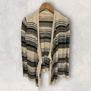 Pink Rose Striped Open Front Cardigan‎ Sweater Womens Size Small Knit